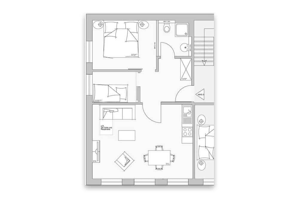 Die Ferienwohnung 3 im Haus Georg6 liegt im ersten Obergeschoss des Hauses und u — Bild 4