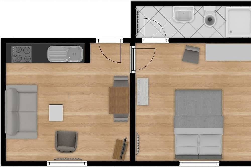 2-Raum Fewo (Nora 2) für 1-3 Personen befindet sich im Dachgeschoss, 2. Etage. — Bild 3