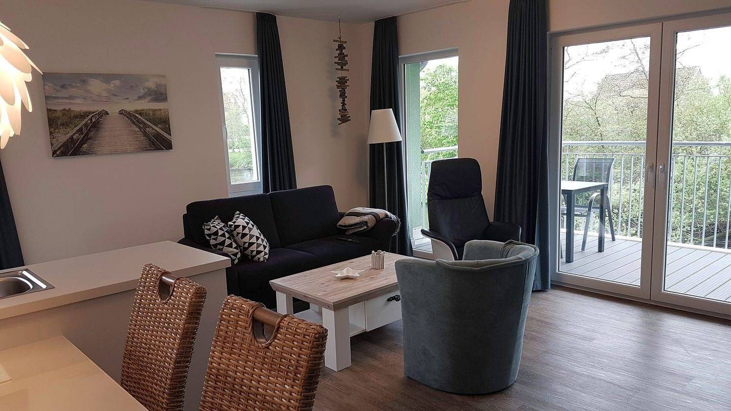 Apartment mit 2 Schlafzimmern, offener Küche, Wohnbereich und Wellnessbad.