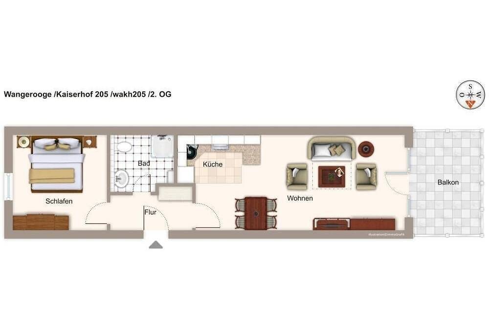 Tolles Ferienapartment mit Balkon mit Meerblick, Brandungsrauschen & Strandkorb — Bild 3