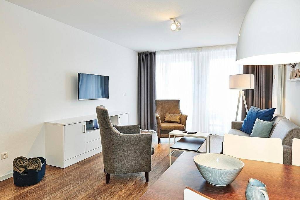 Nordsee-Apartment in Strandnähe mit Balkon und inkl. Schwimmbad- & Saunanutzung